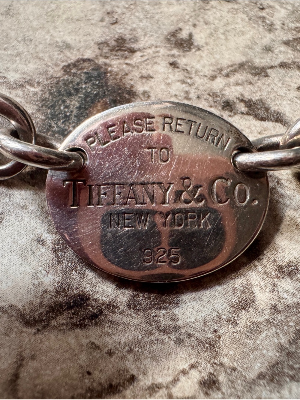 Tiffany & Co. Silver "Please Return To" Oval Tag Necklace